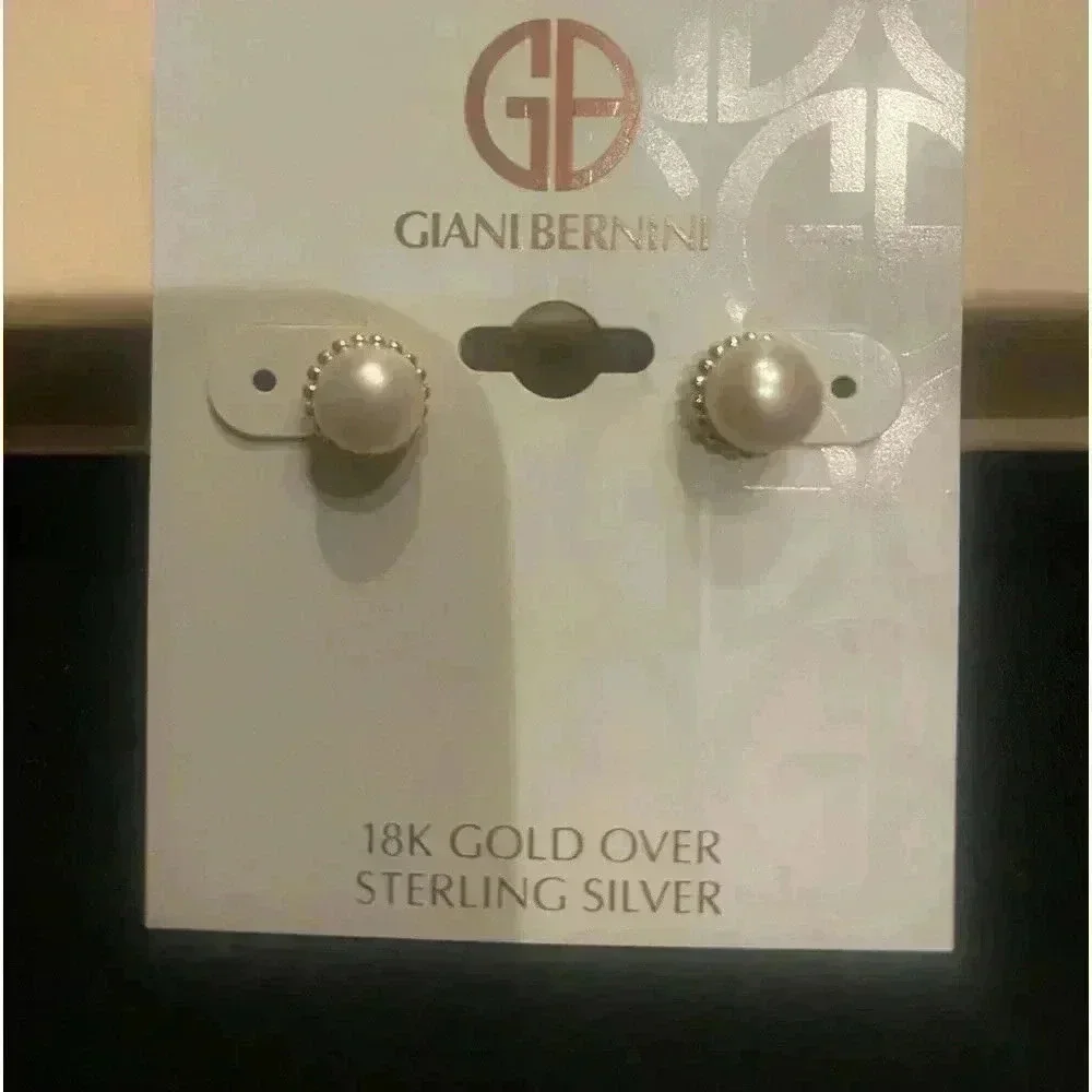 Giani Bernini Freshwater Pearl Stud Earrings 18k Gold-Plated Sterling Silver
